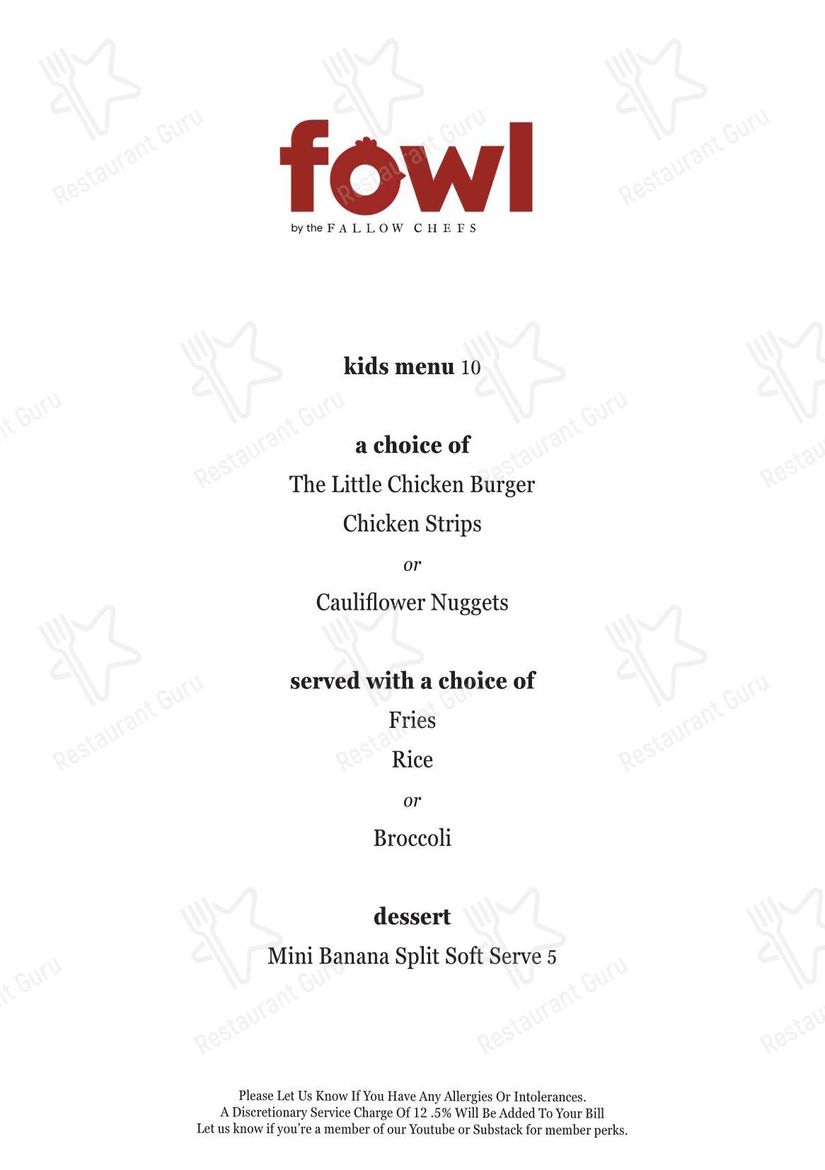 Fowl by the Fallow Chefs в Лондоне - Ночное меню
