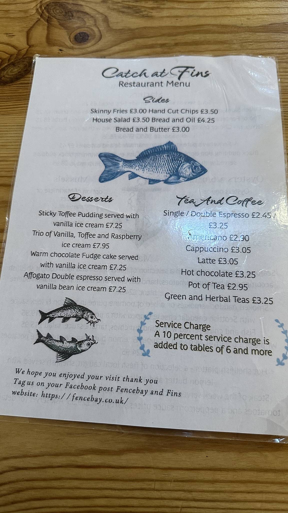 The Catch at Fins Restaurant меню