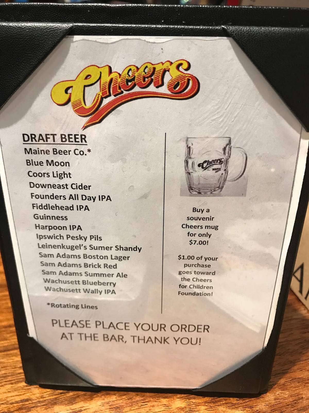 Faneuil Hall Cheers меню