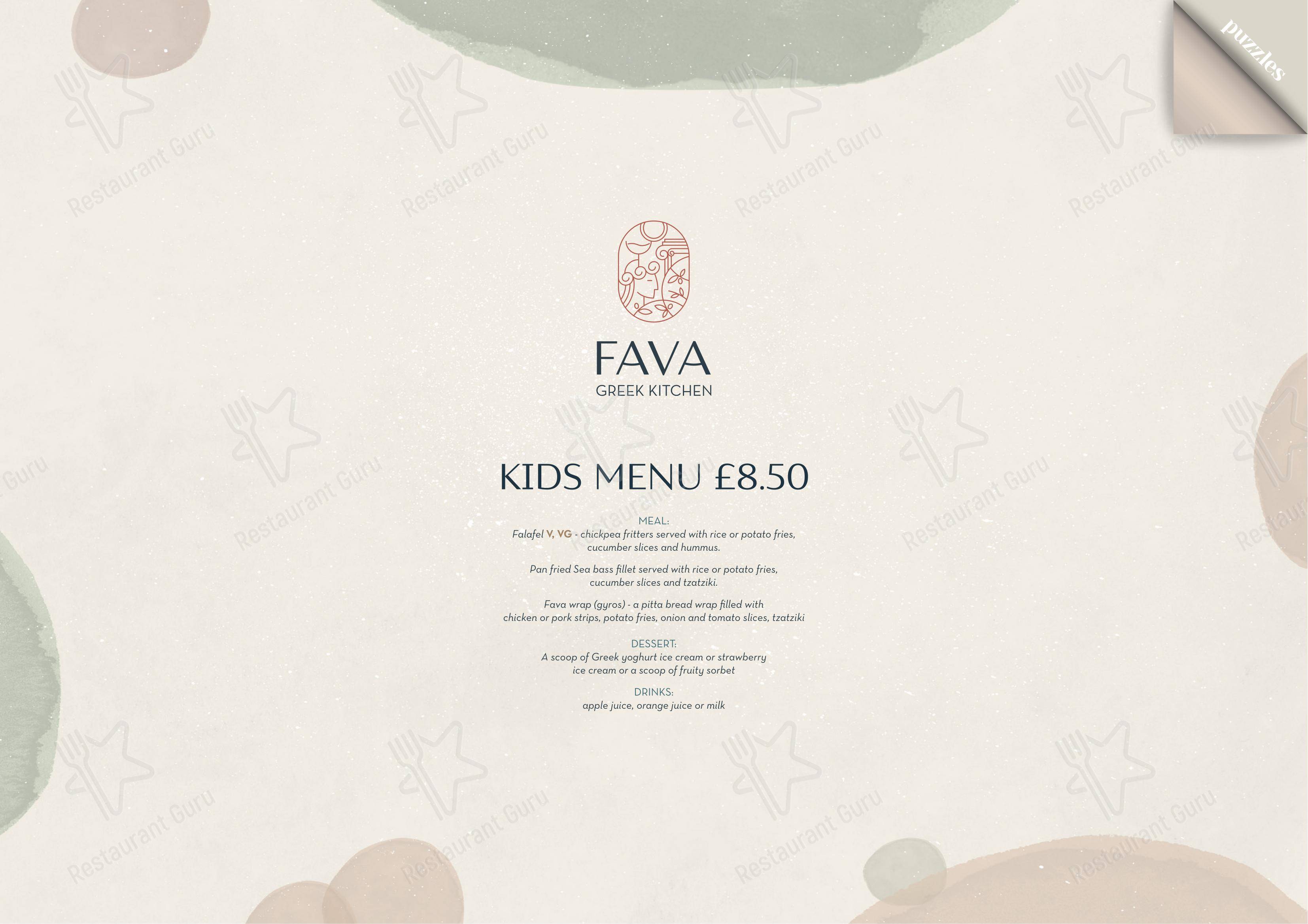 菜单 ресторана Fava Restaurant - Greek Kitchen в Эдинбурге
