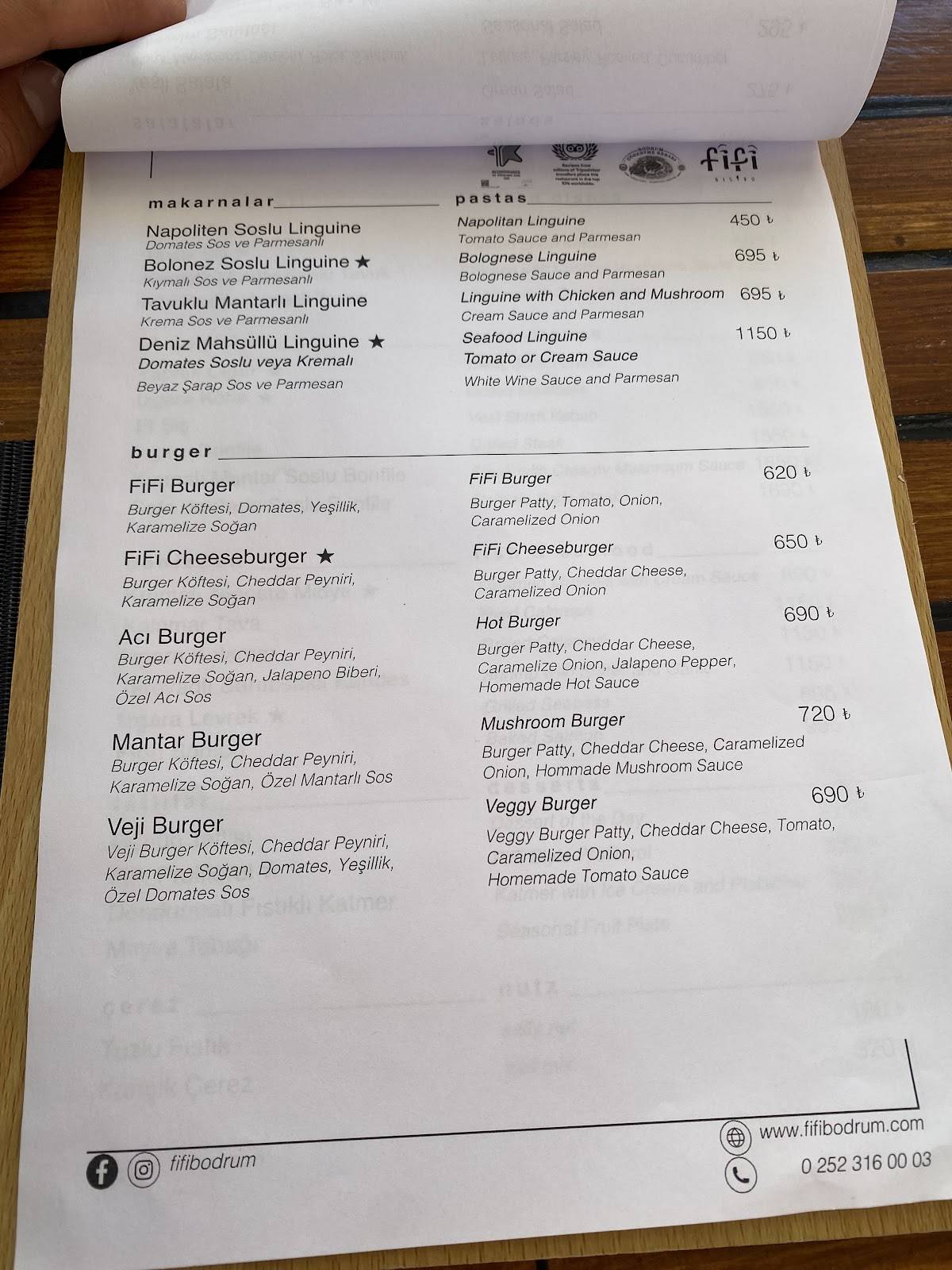 FiFi Bistro меню