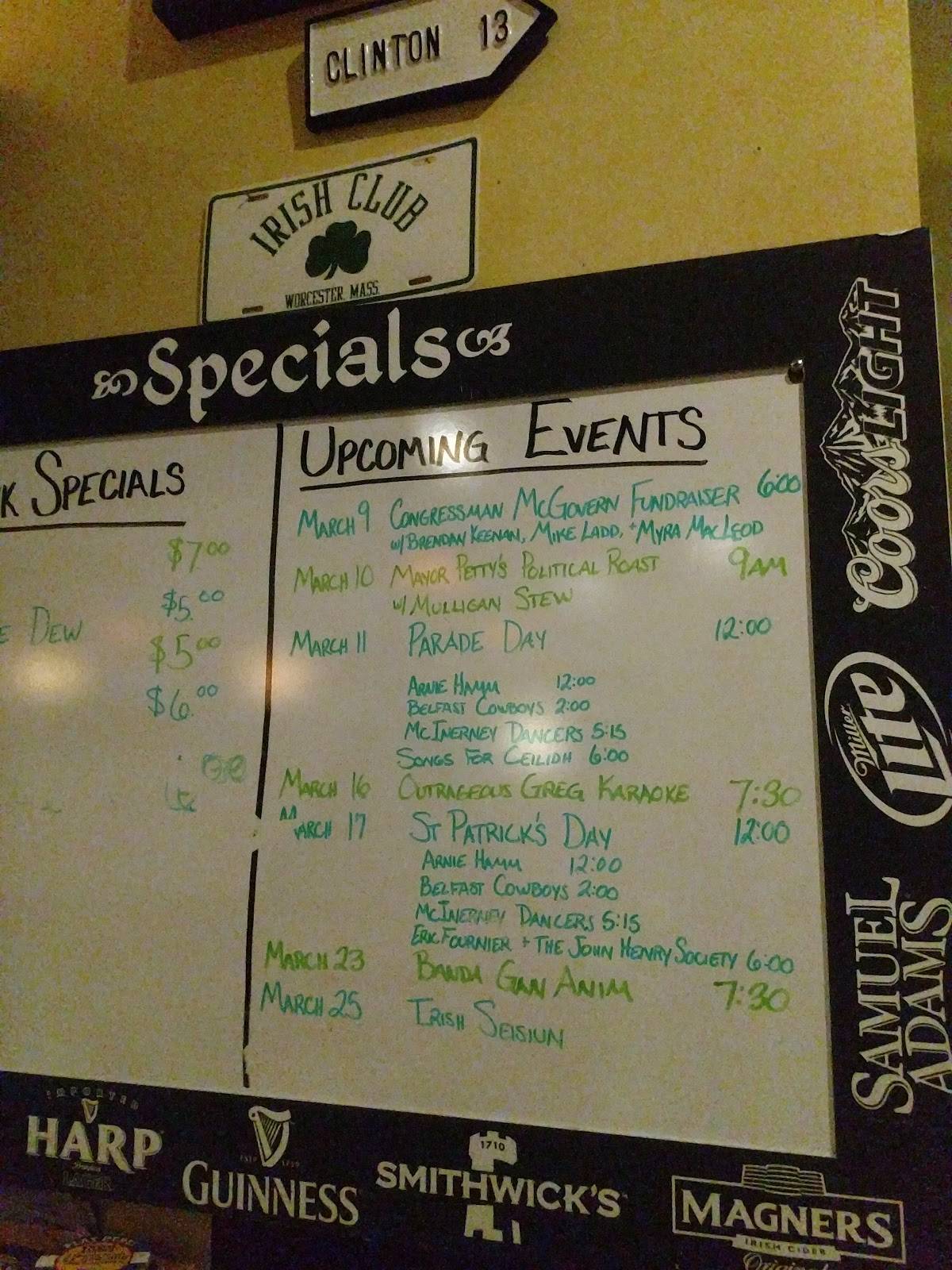 Fiddlers' Green Pub меню