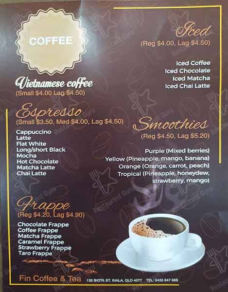 Fin Coffee & Tea меню