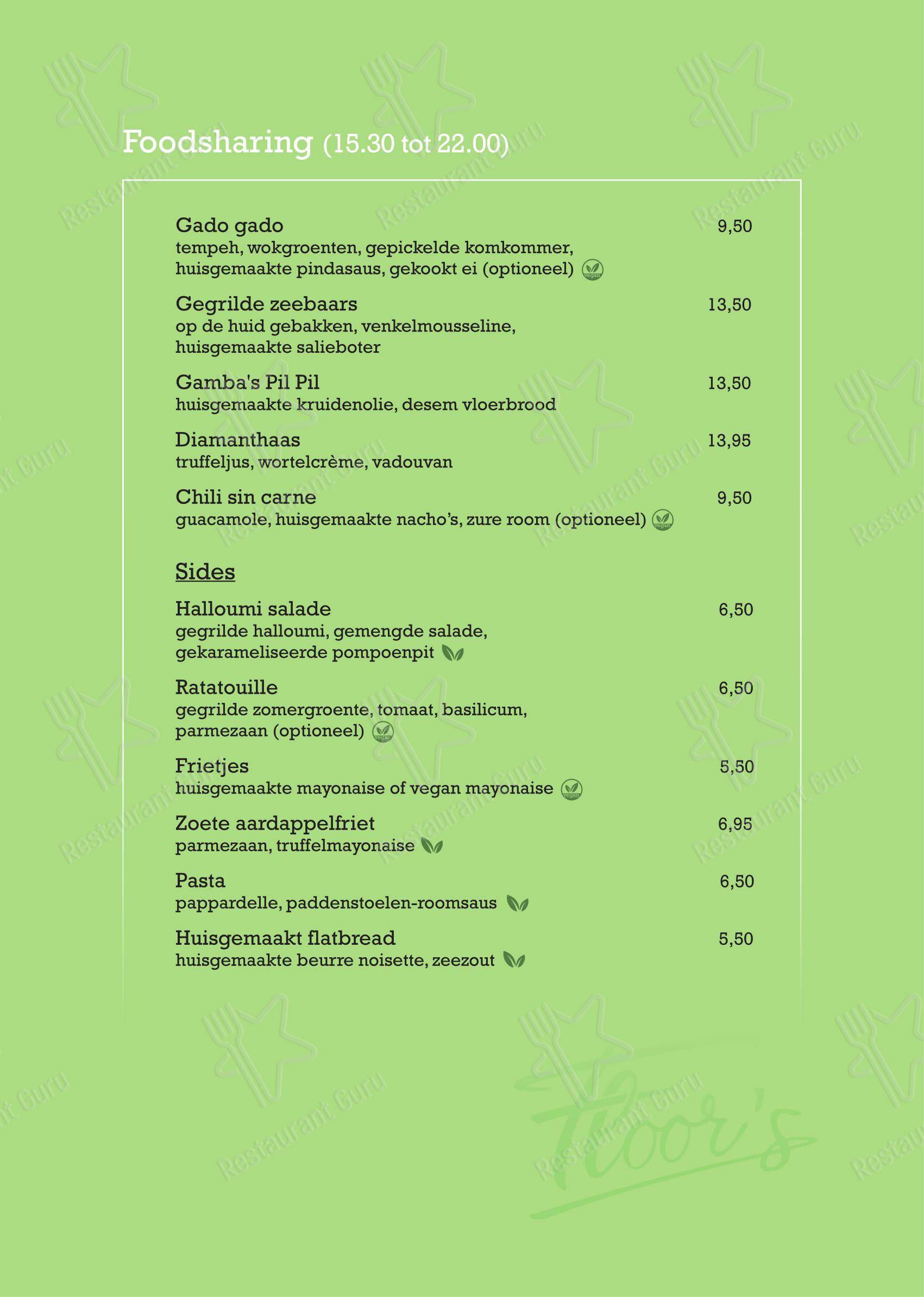 Floor's в Хелмонде - 菜单