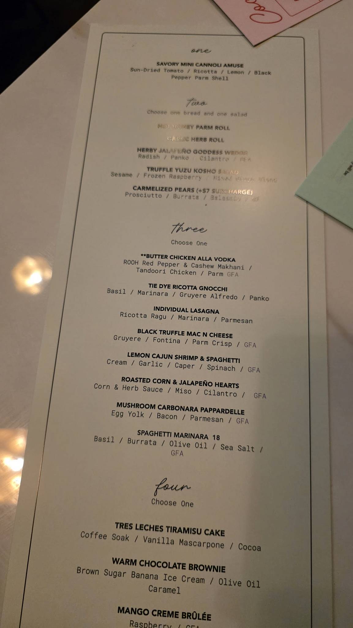 Flour Modern Pasta Bar меню