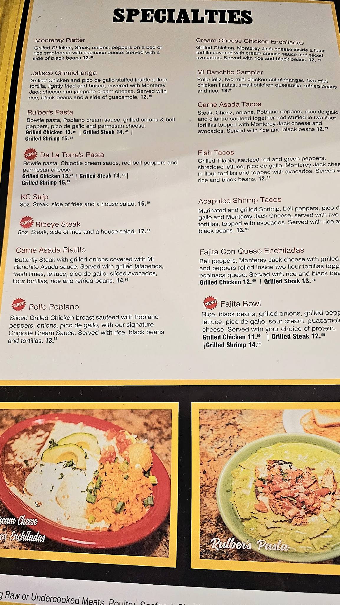 Mi Ranchito меню