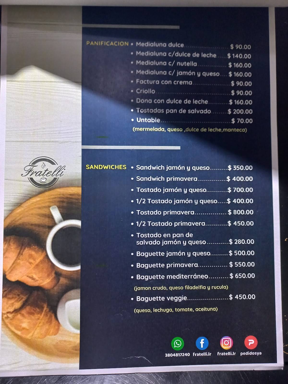 Fratelli Caffe´ меню