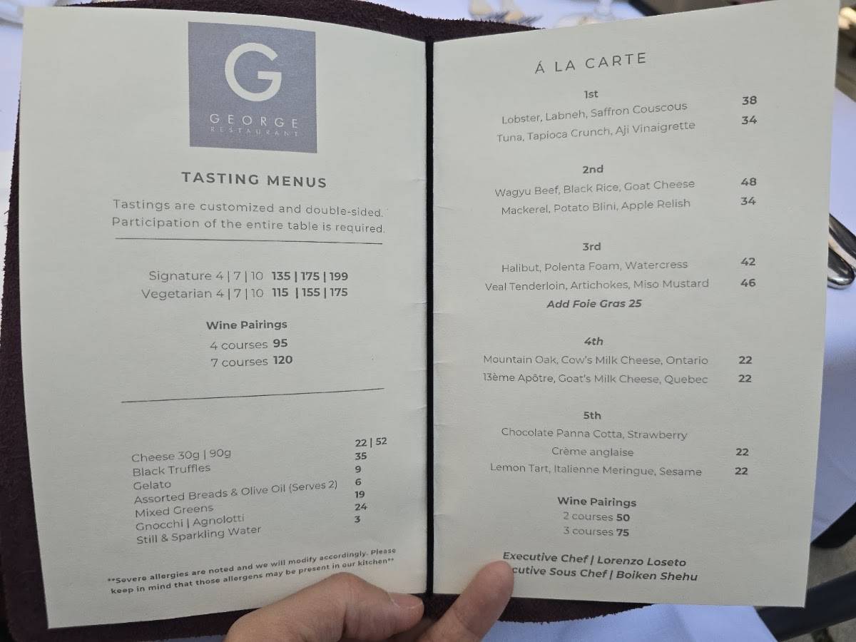 GEORGE Restaurant меню