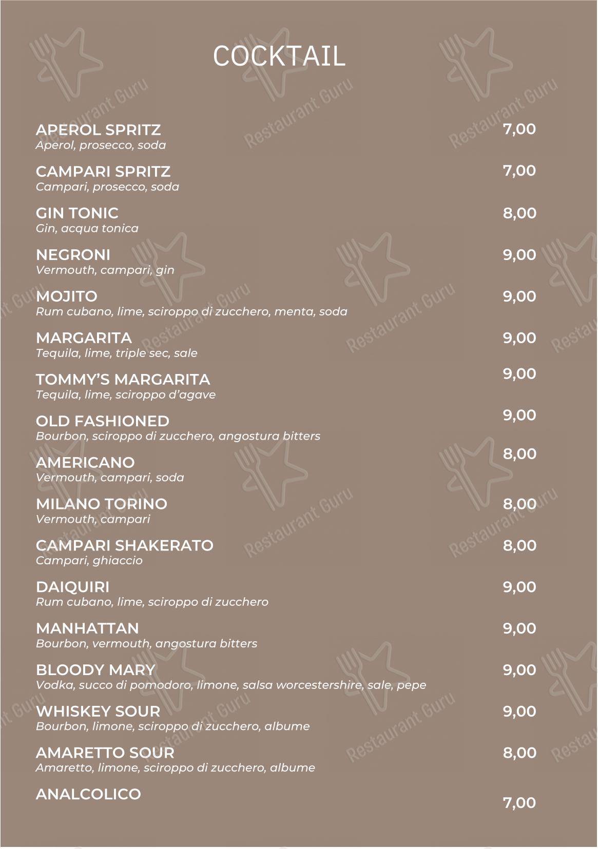 Меню ресторана Gaudere Ristorante в Риме