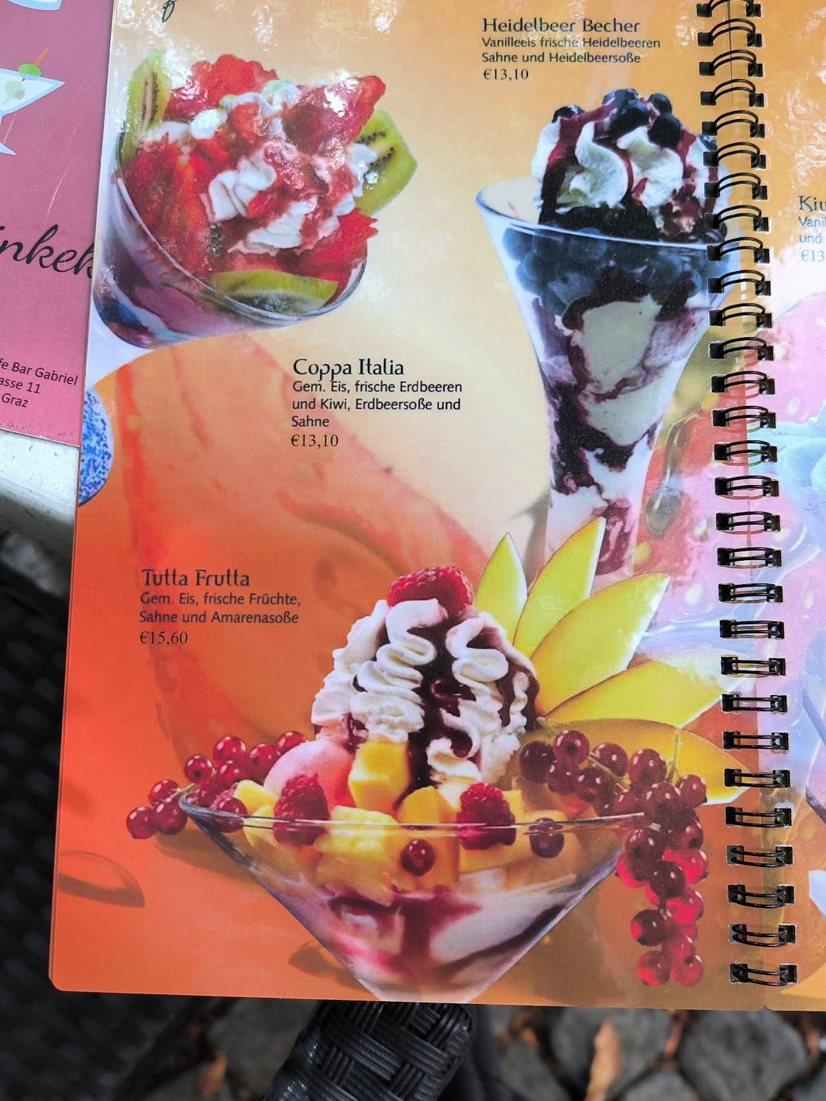 Gelateria Cafe Bar Gabriel меню