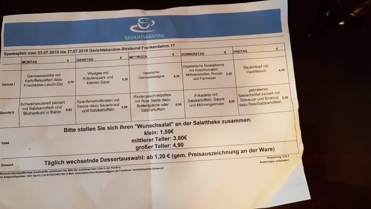 Kantine im Landgericht - Dock 'N' Roll Kitchen меню