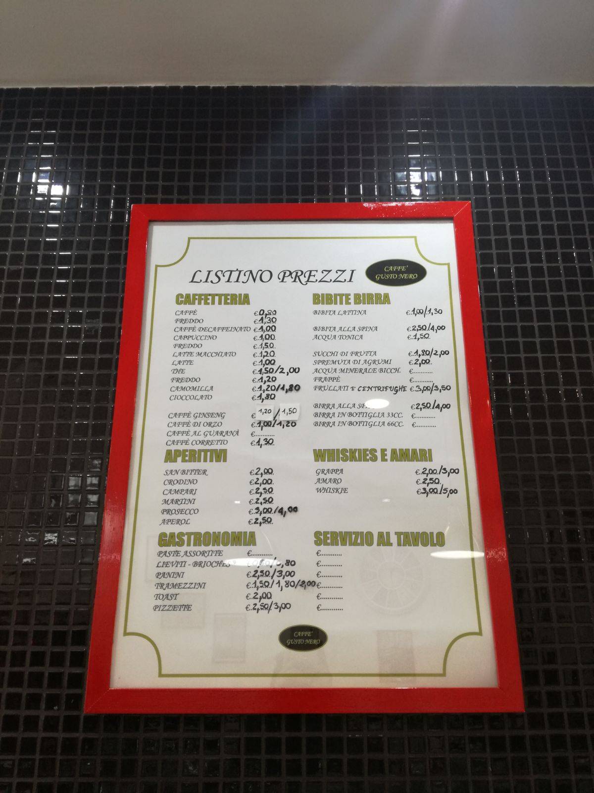Grandi CAFFÉ меню