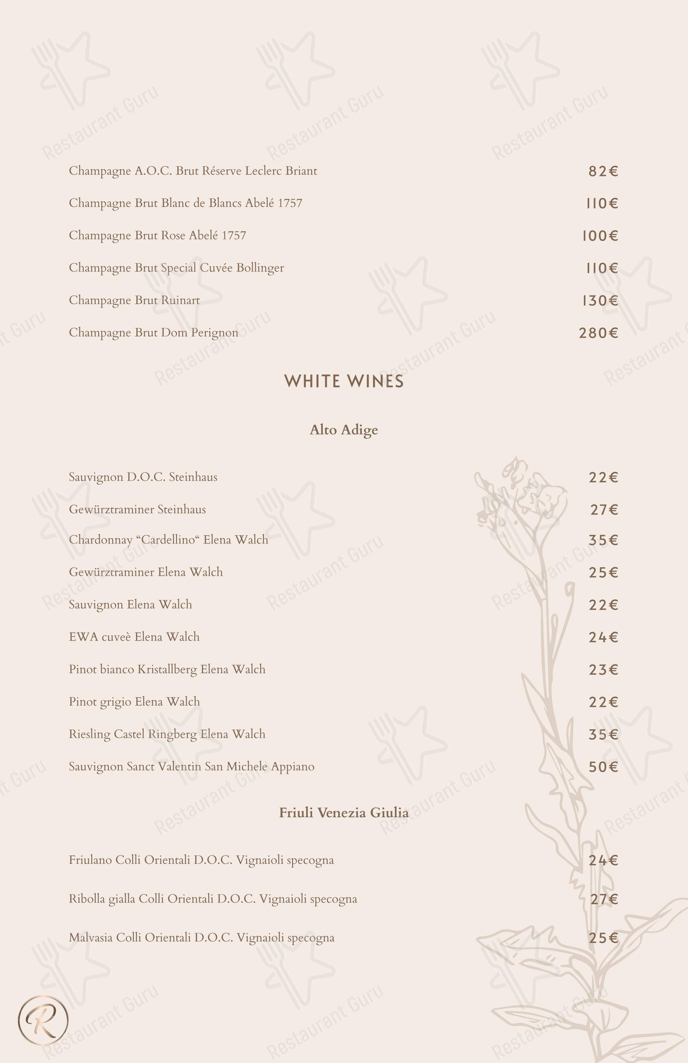 Green Reserva - Restaurant & Pizzeria в Риме - Меню напитков