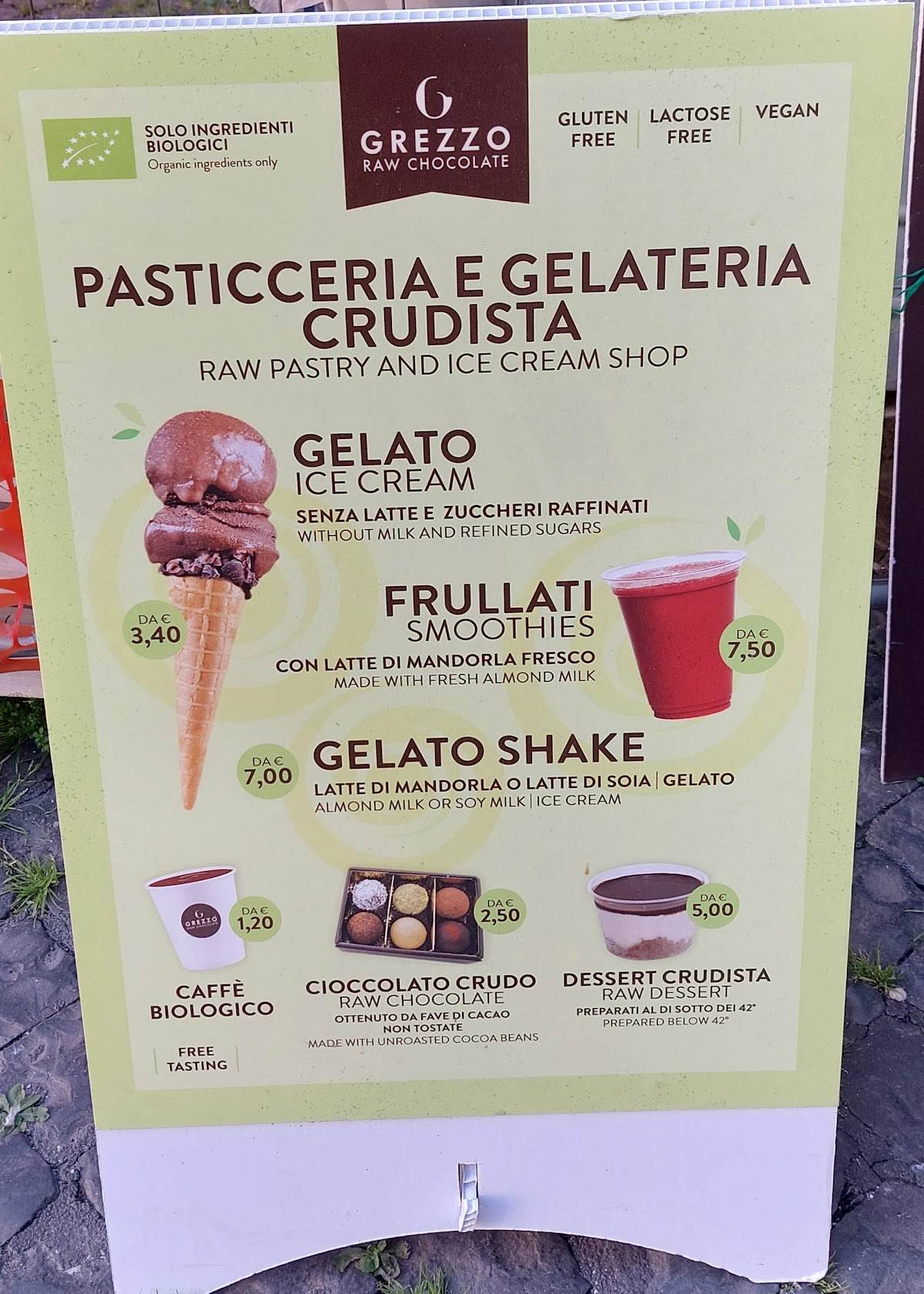 Grezzo Raw Chocolate - Piazza Mattei меню
