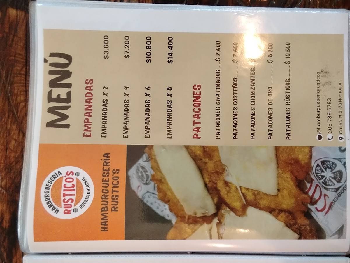 HAMBURGUESERIA RUSTICOS меню