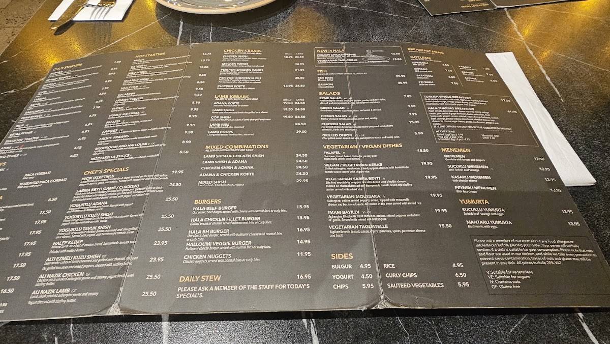 Hala Restaurant меню