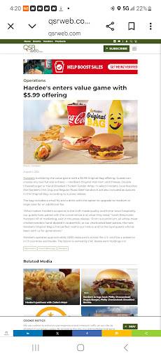 Hardee's меню