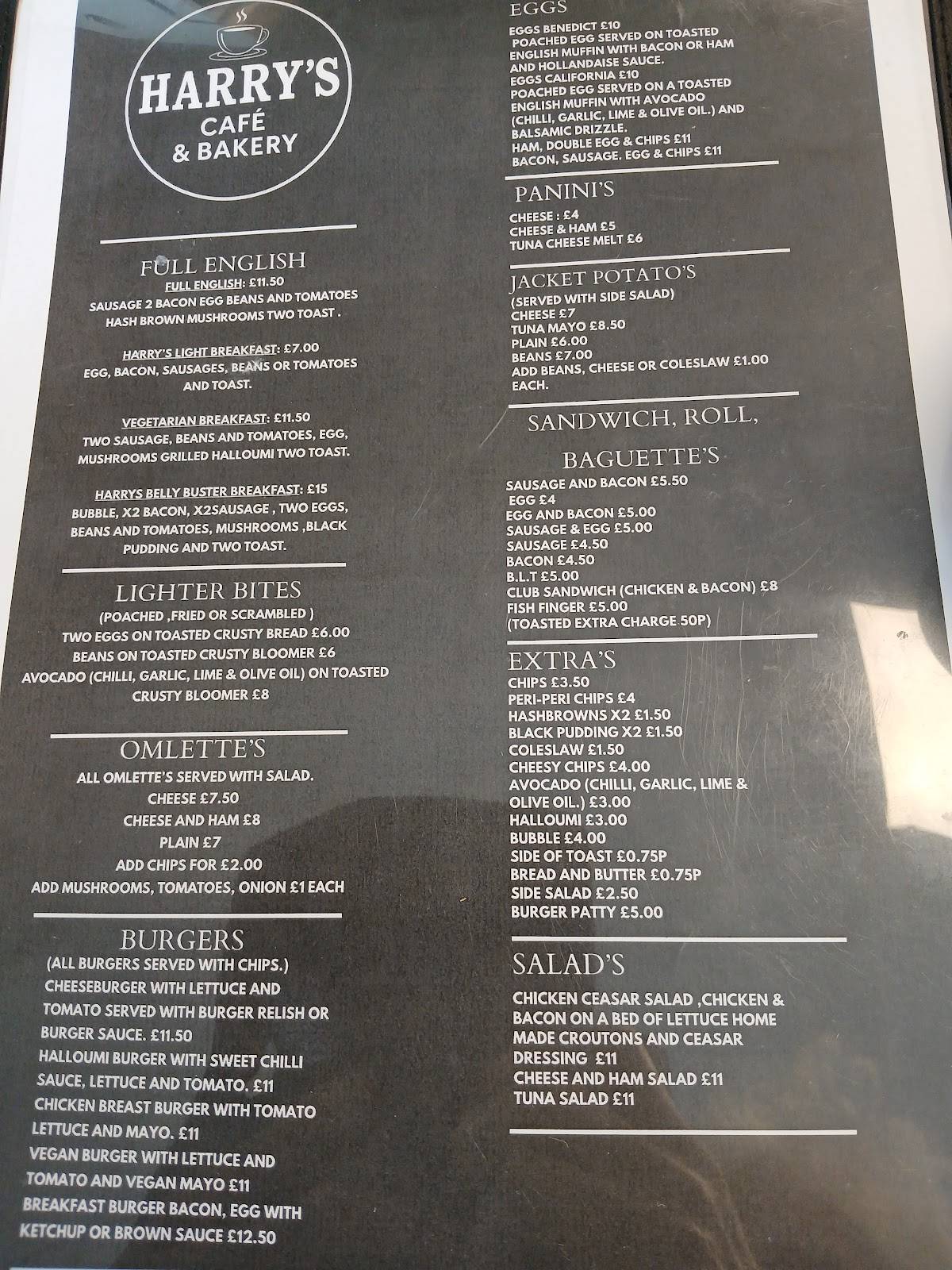 Harrys cafe and bakery ltd меню