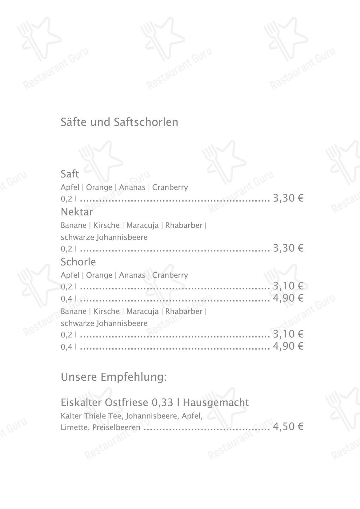 Меню кафе Henri's в Эмдене