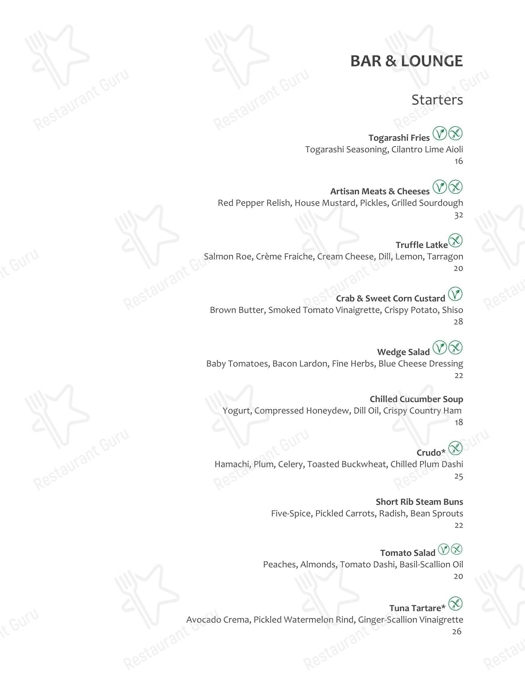 Table Menu ресторана Herons