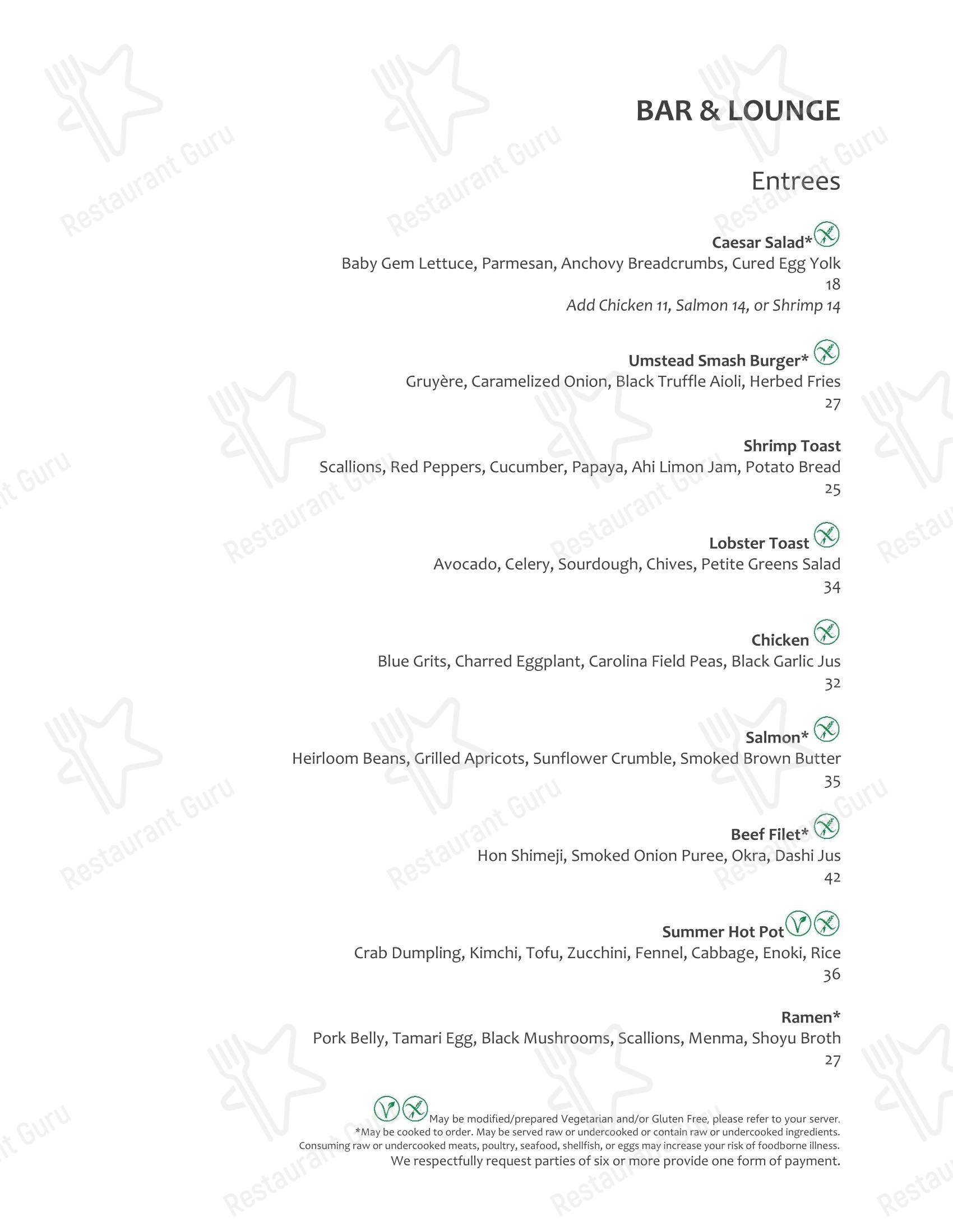 Catering Menu ресторана Herons
