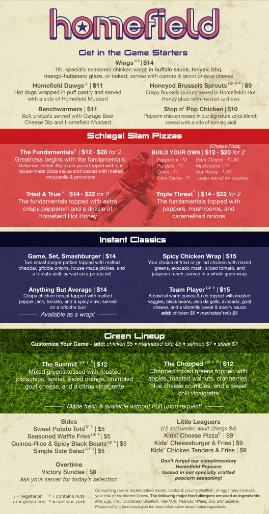 Homefield: Iconic Sports Bar меню