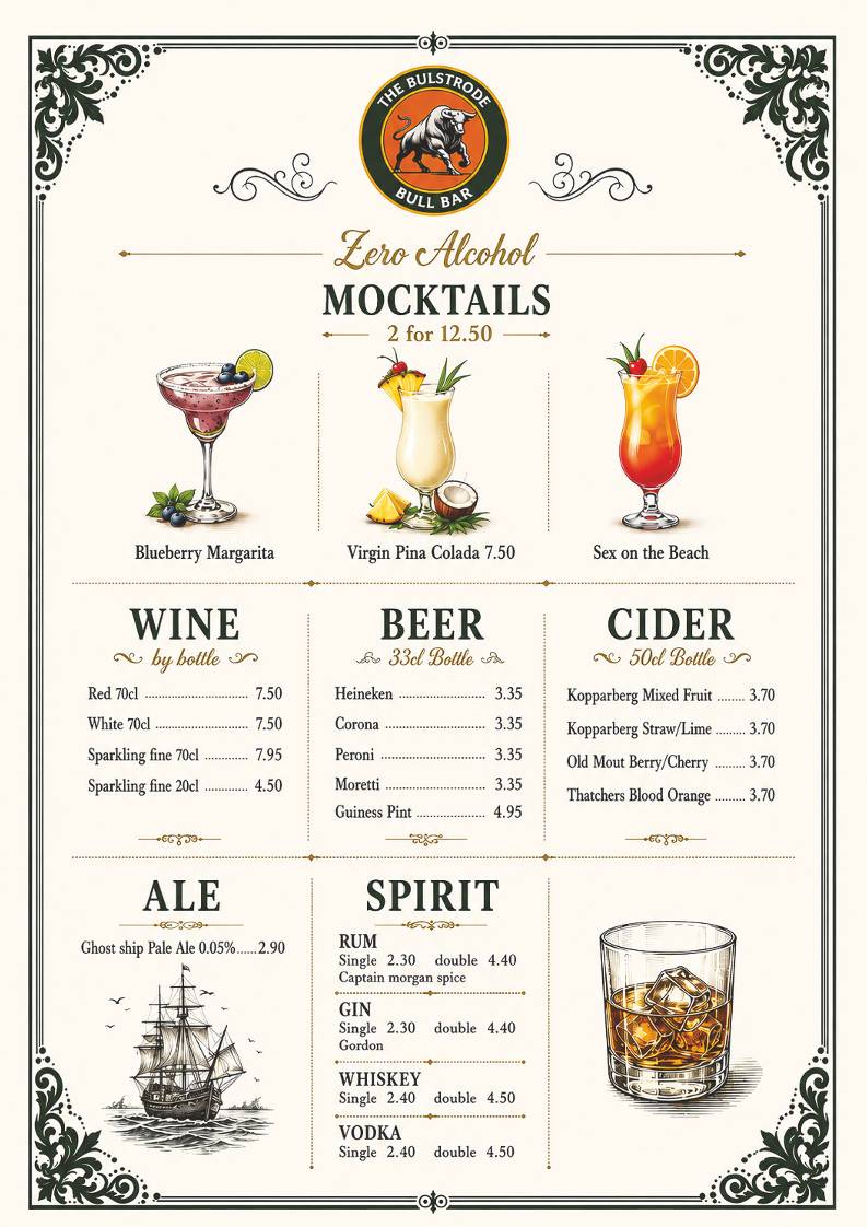 Bulstrode Pub меню
