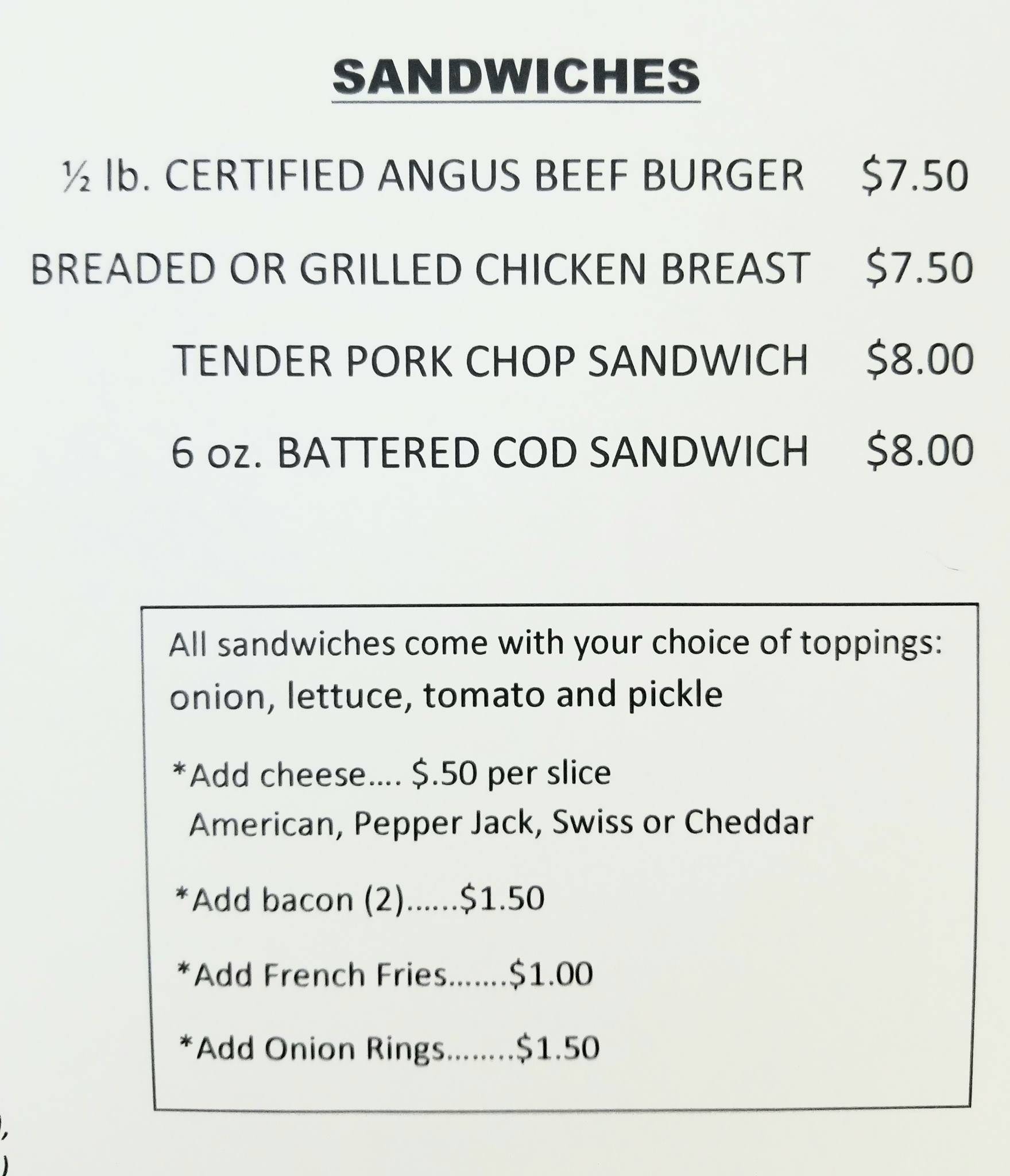 Hushers Pub & Grill меню