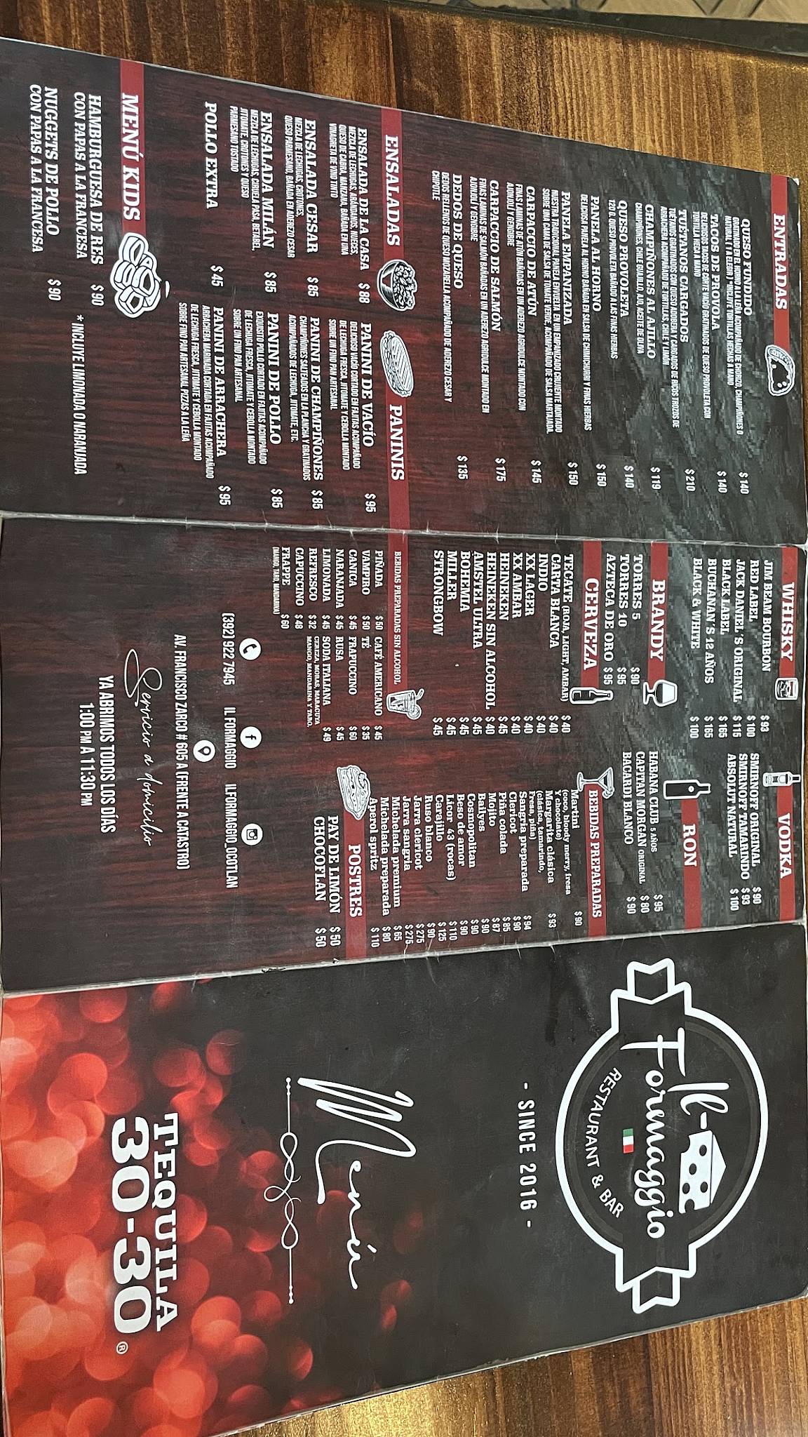 IL Formaggio меню