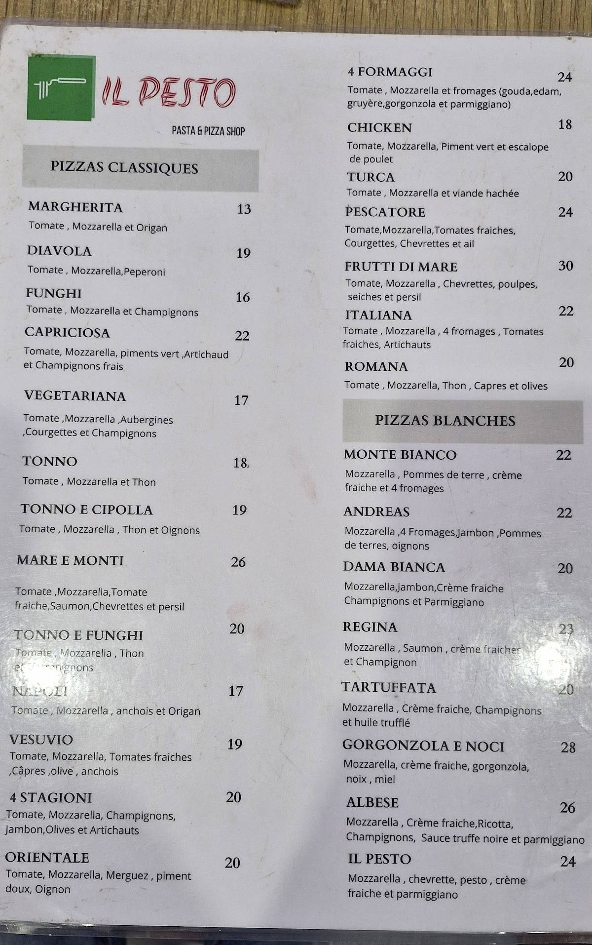 IL PESTO меню