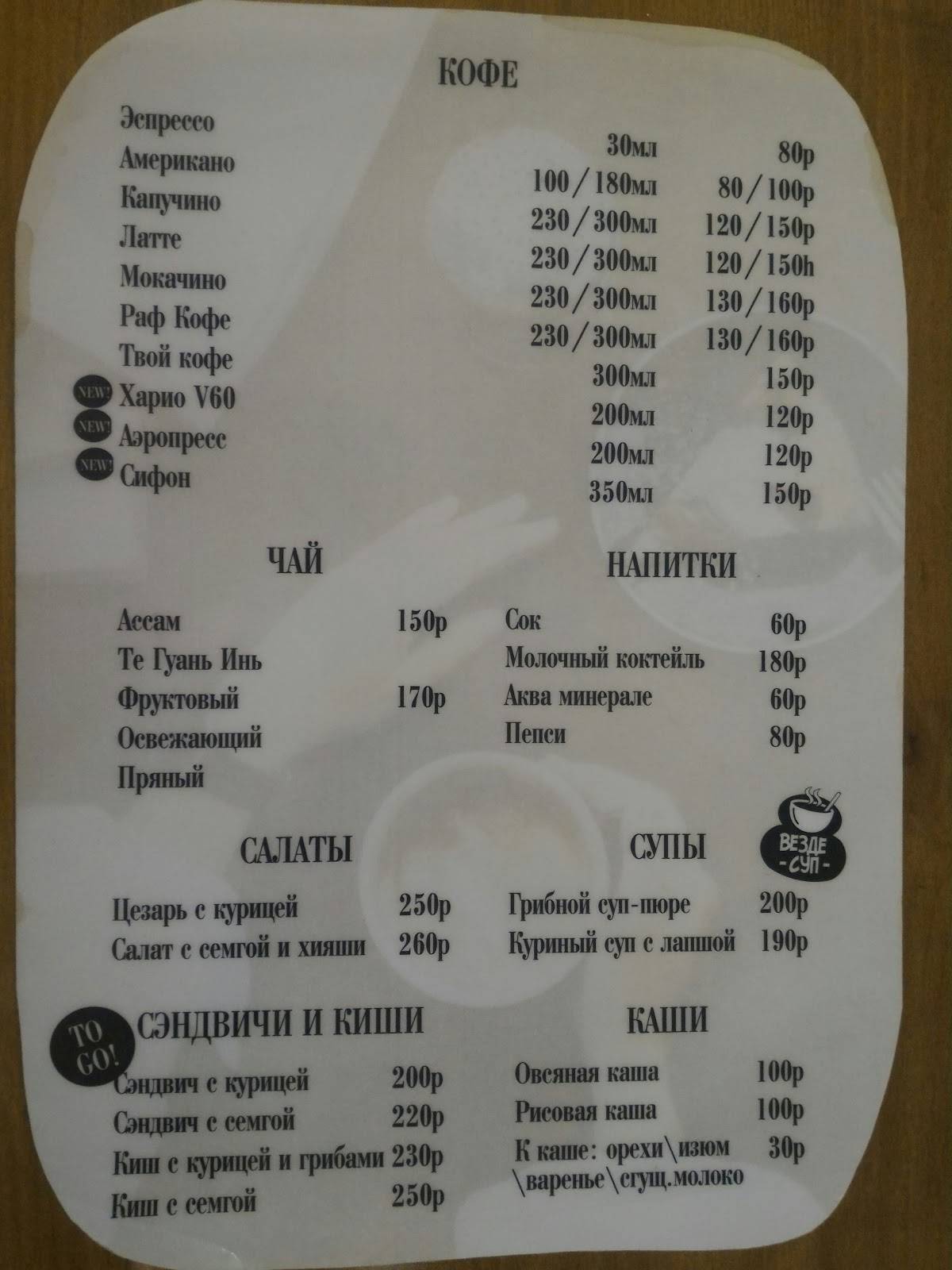 Ай'М Кофе меню