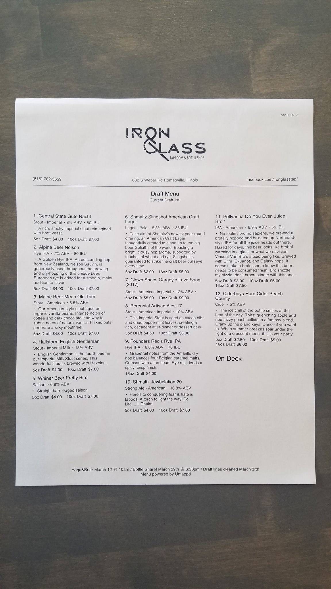 Iron&Glass меню