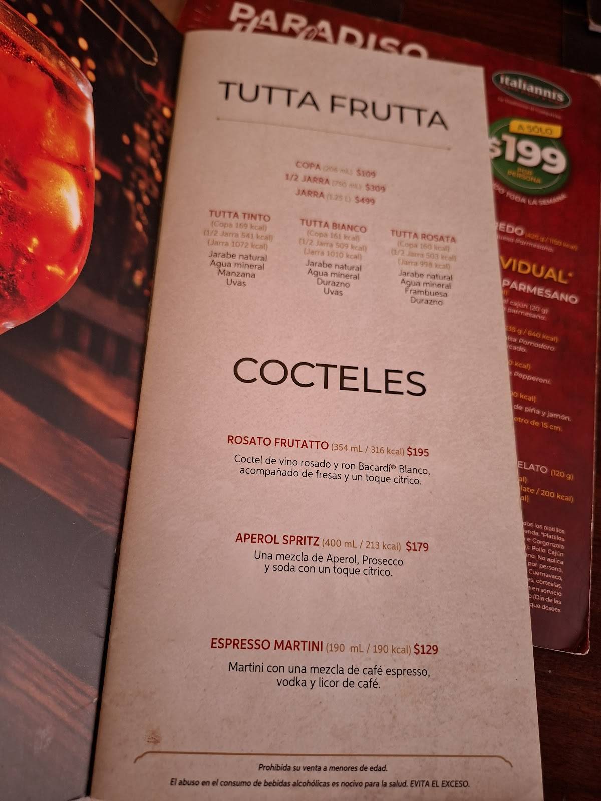 Italianni's Aguascalientes меню