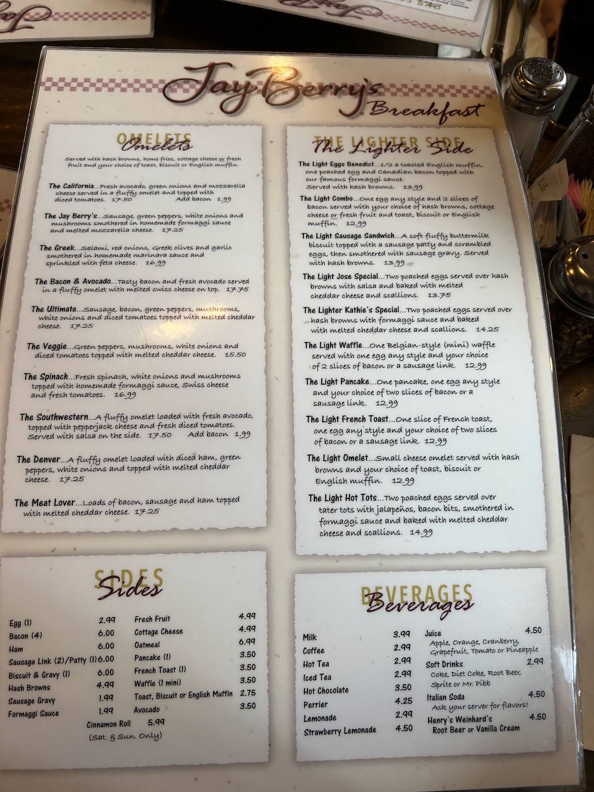 Jay Berry's Cafe меню