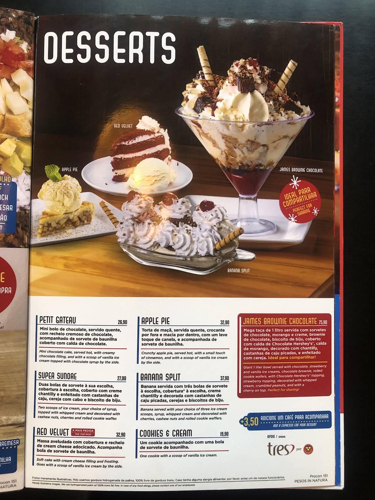 Johnny Rockets Santos меню