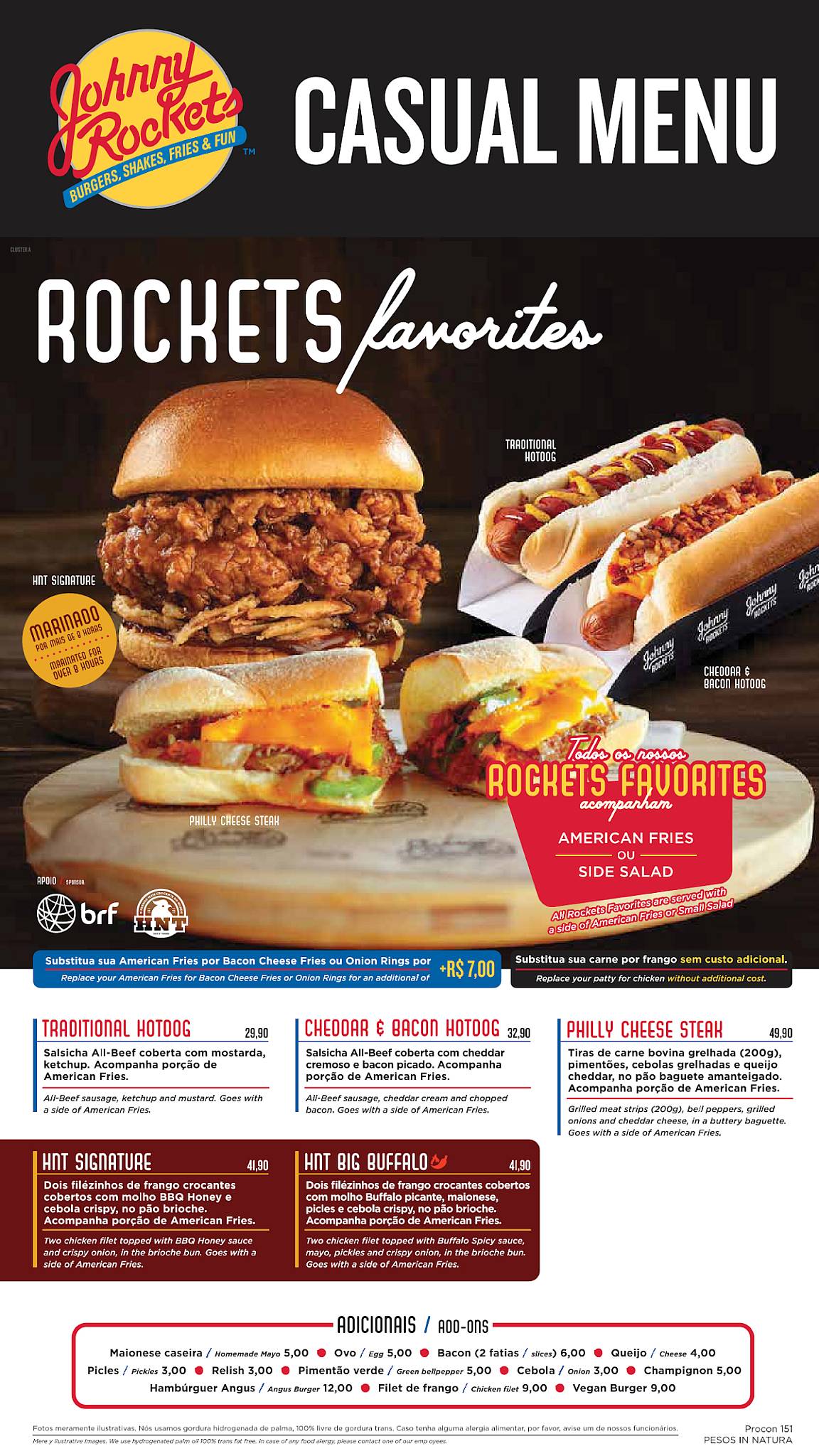 Johnny Rockets Santos меню