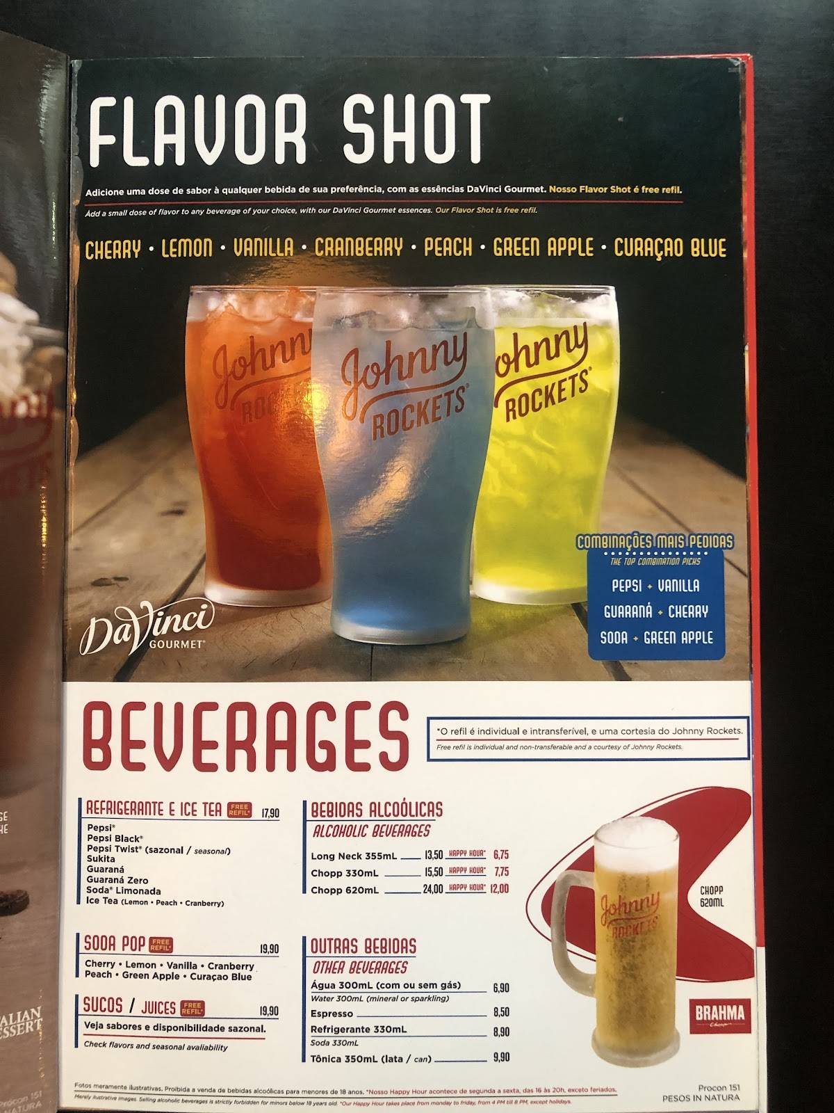 Johnny Rockets Santos меню
