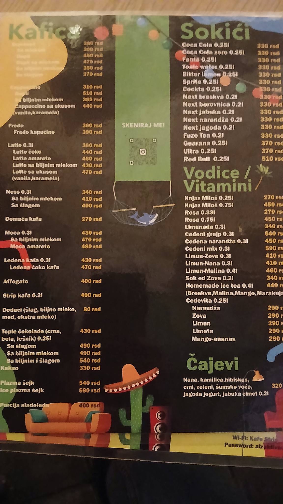 Kafe Strip меню