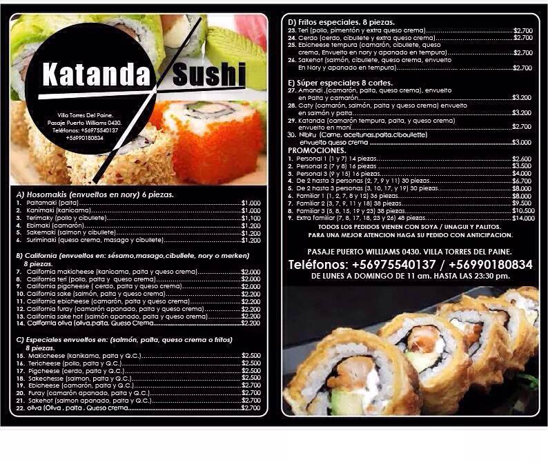 Katanda Sushi меню