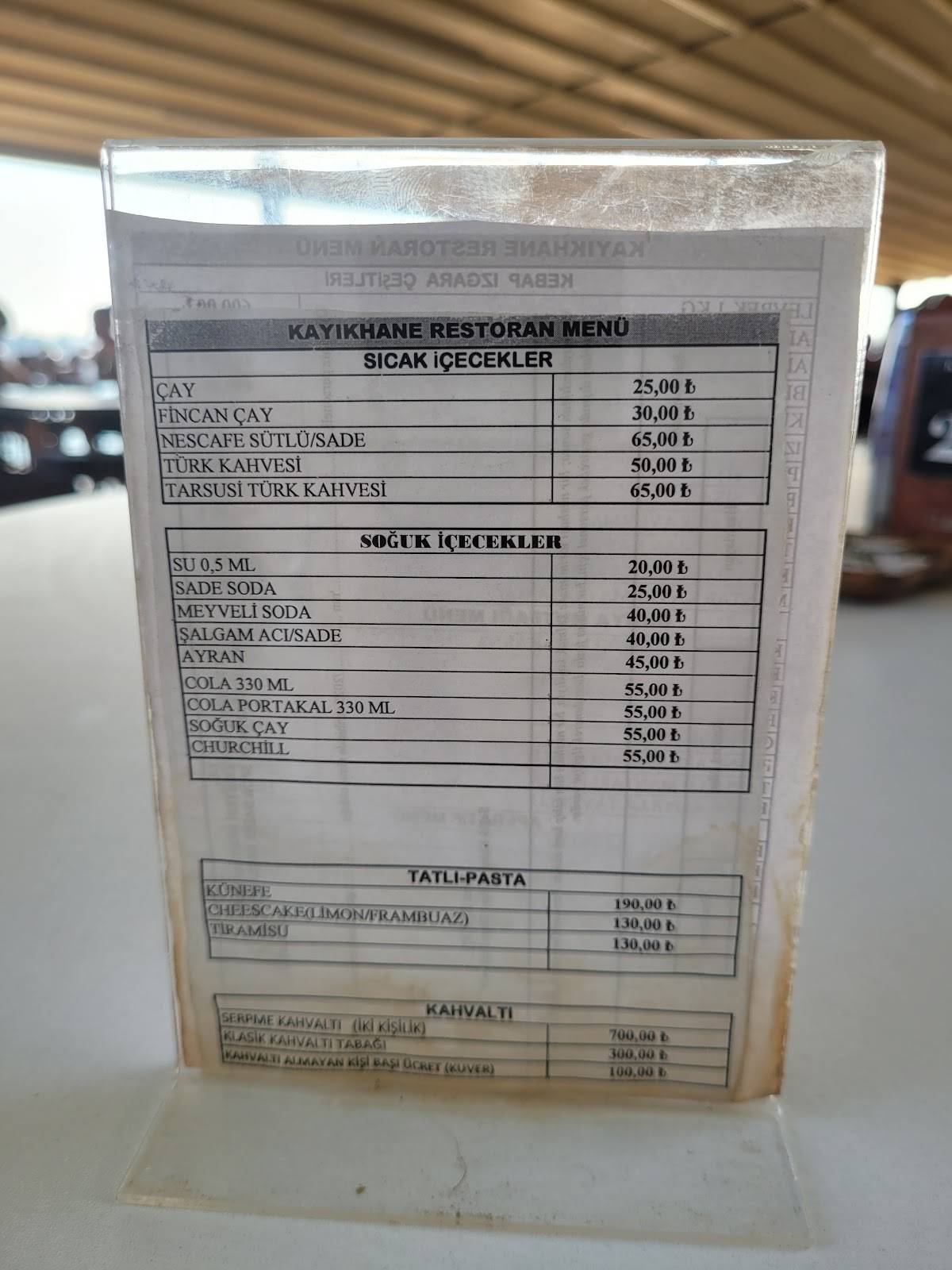 Kayıkhane меню