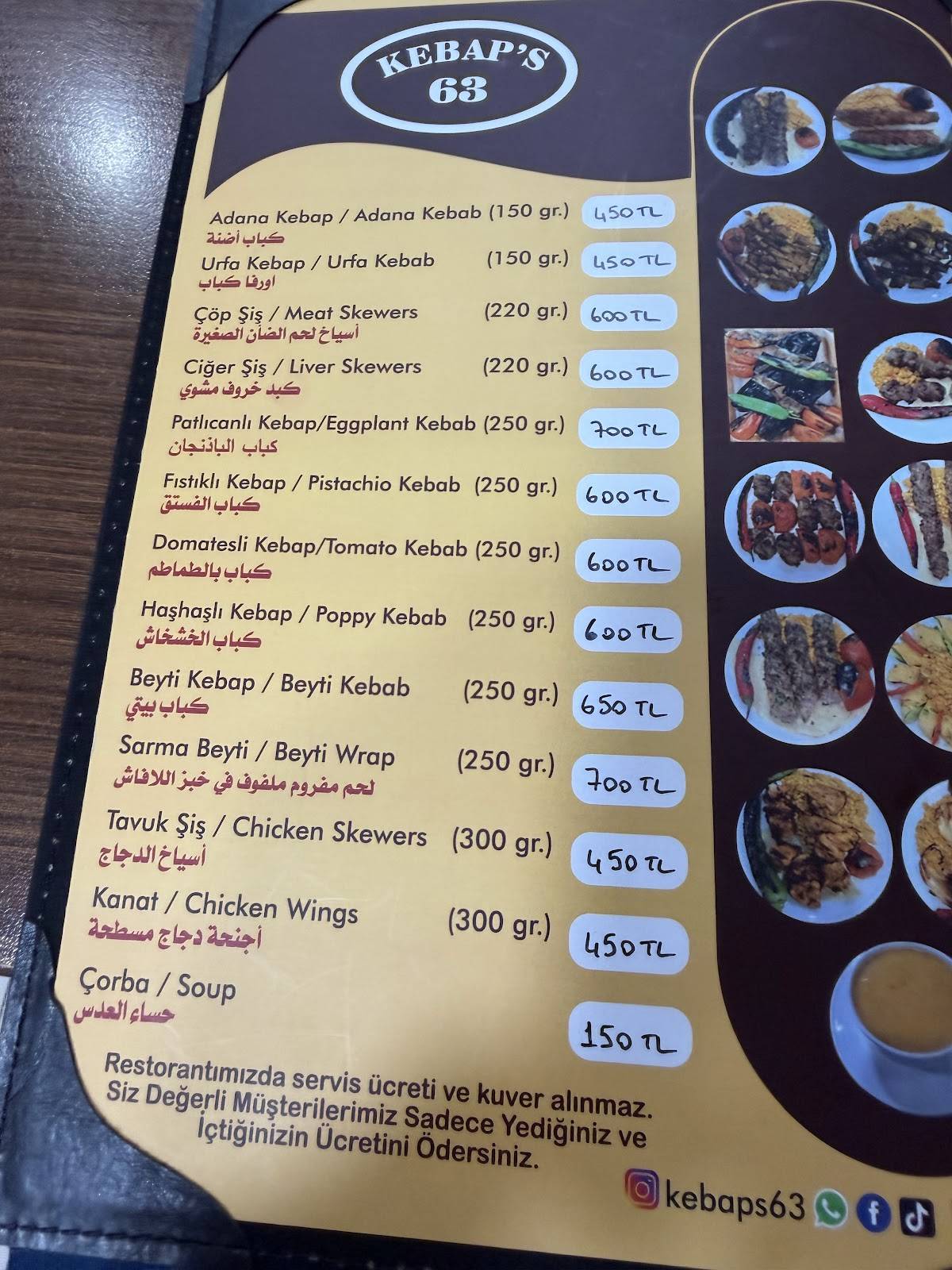 Kebap’s 63 меню