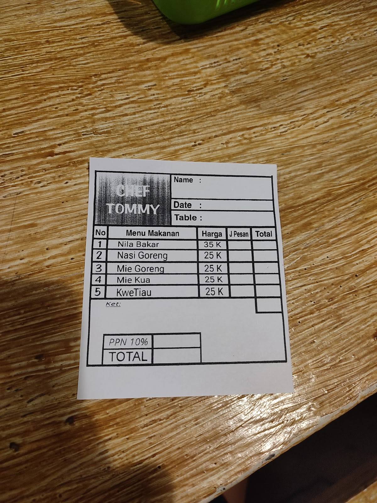 Kedai T'Serah меню