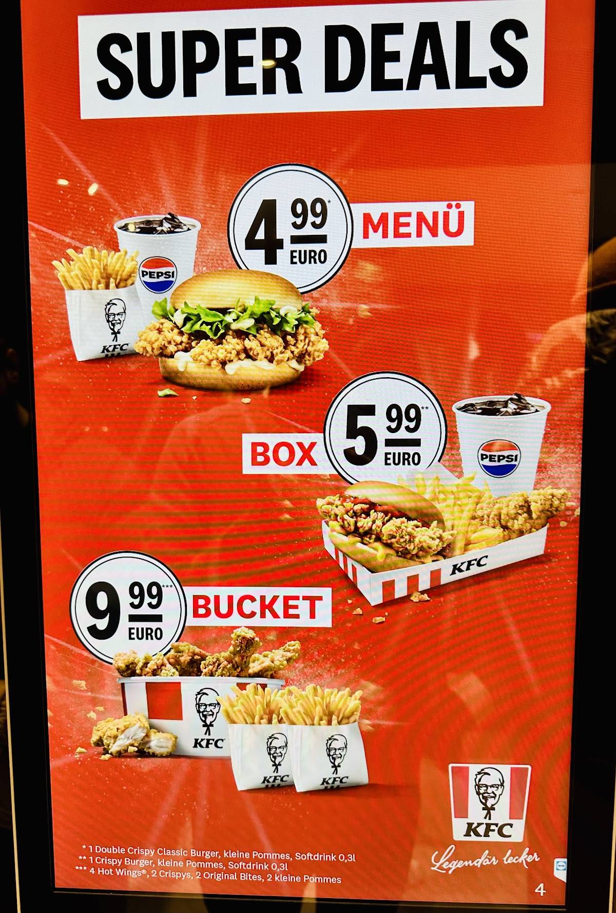 Kentucky Fried Chicken меню