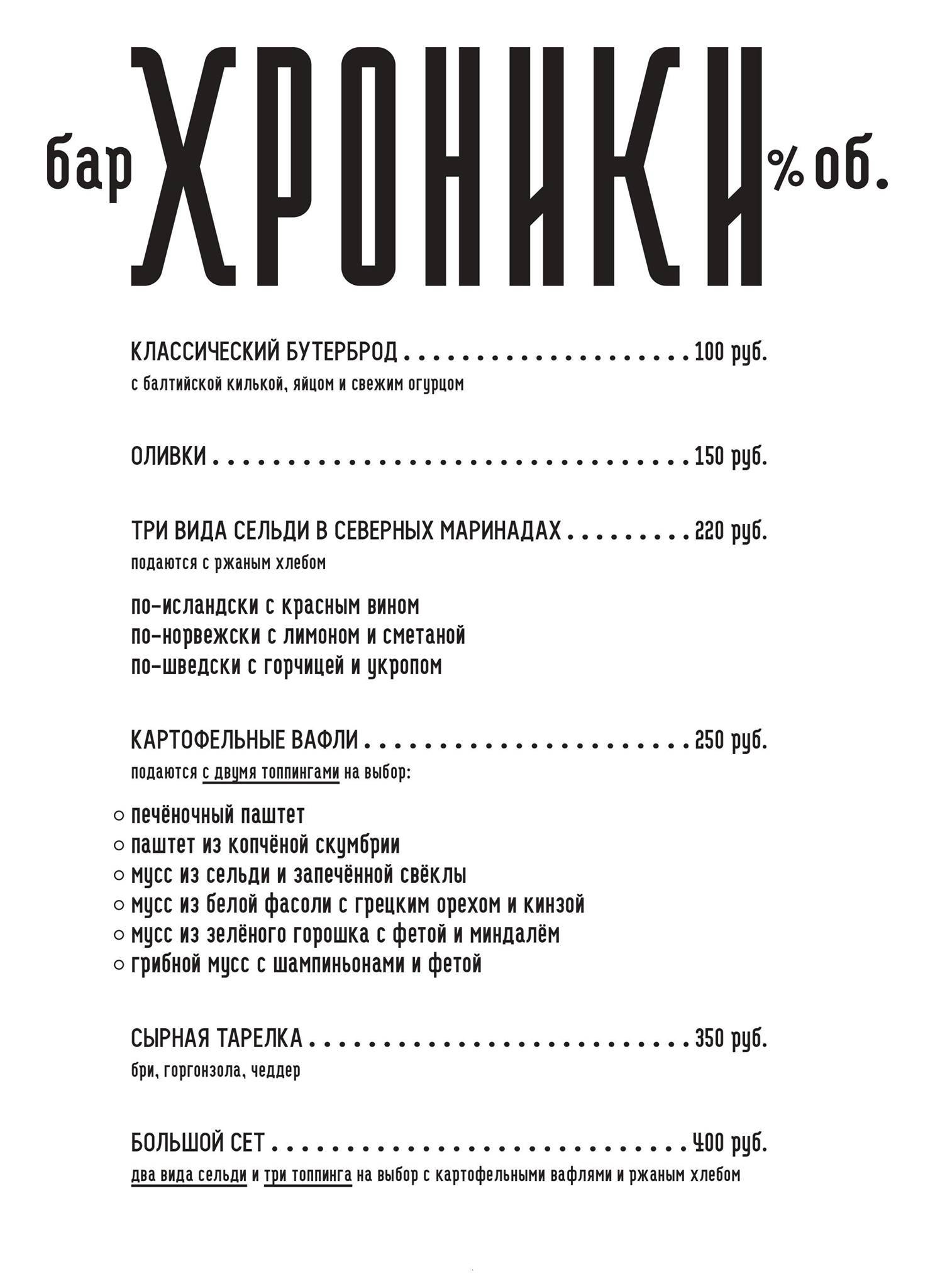 Хроники меню