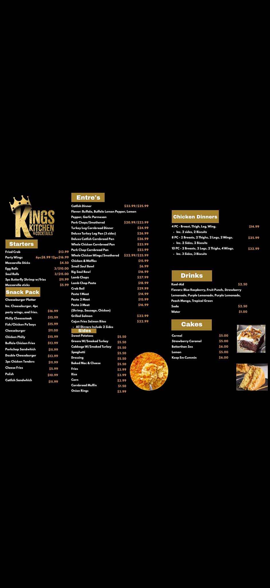 King’s Kitchen & Cocktails меню
