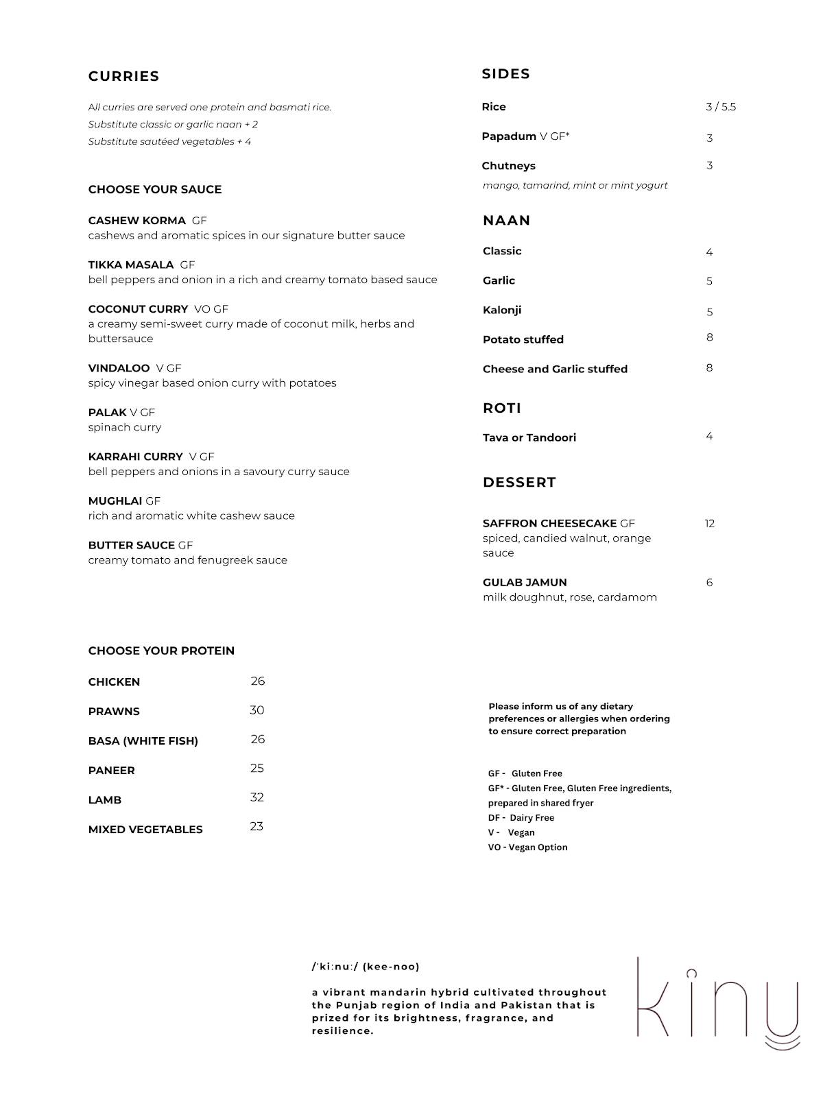 Kinu by Sizzling Tandoor меню