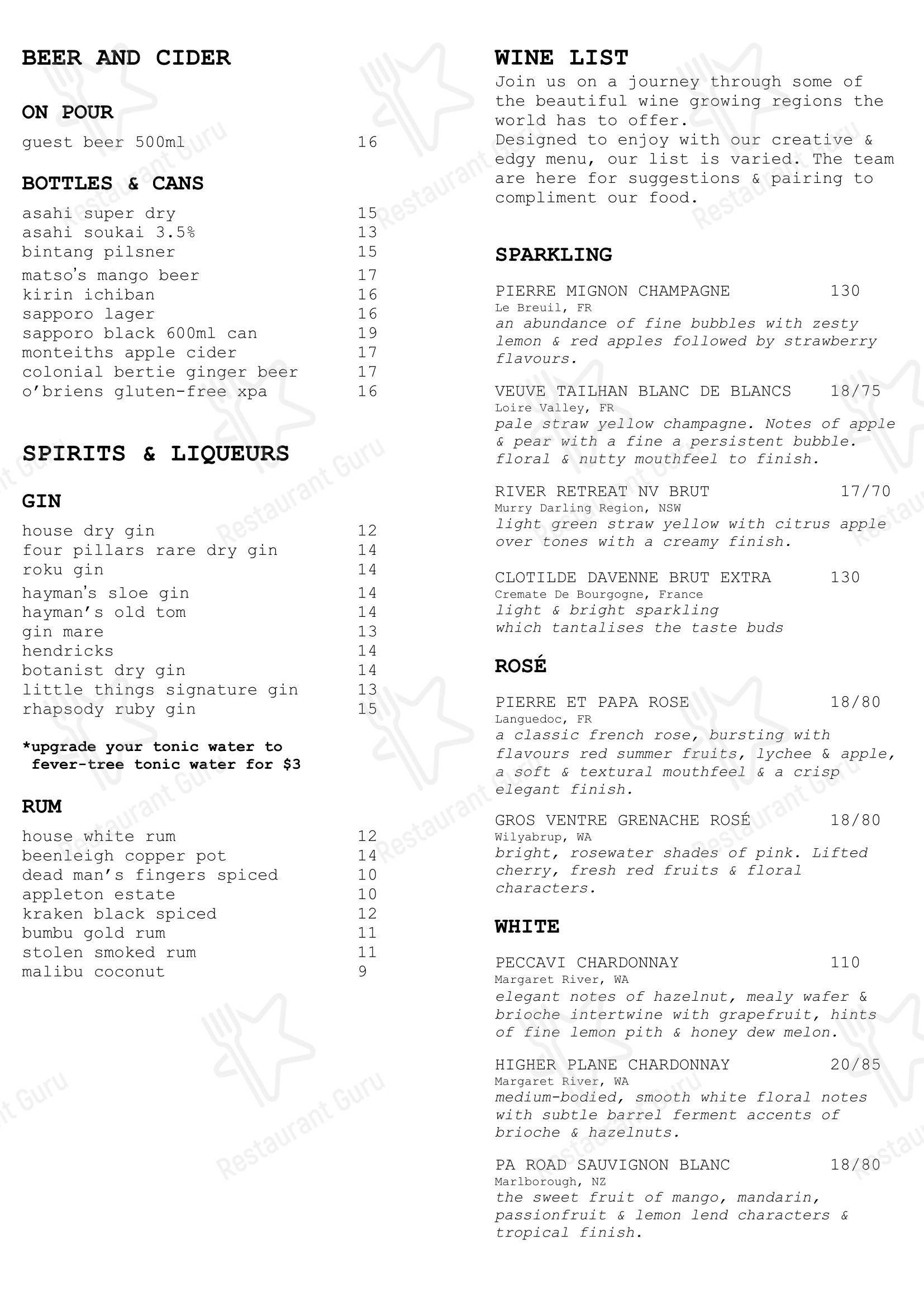 Kitsch Bar Asia в Лидервилле - Lunch Menu