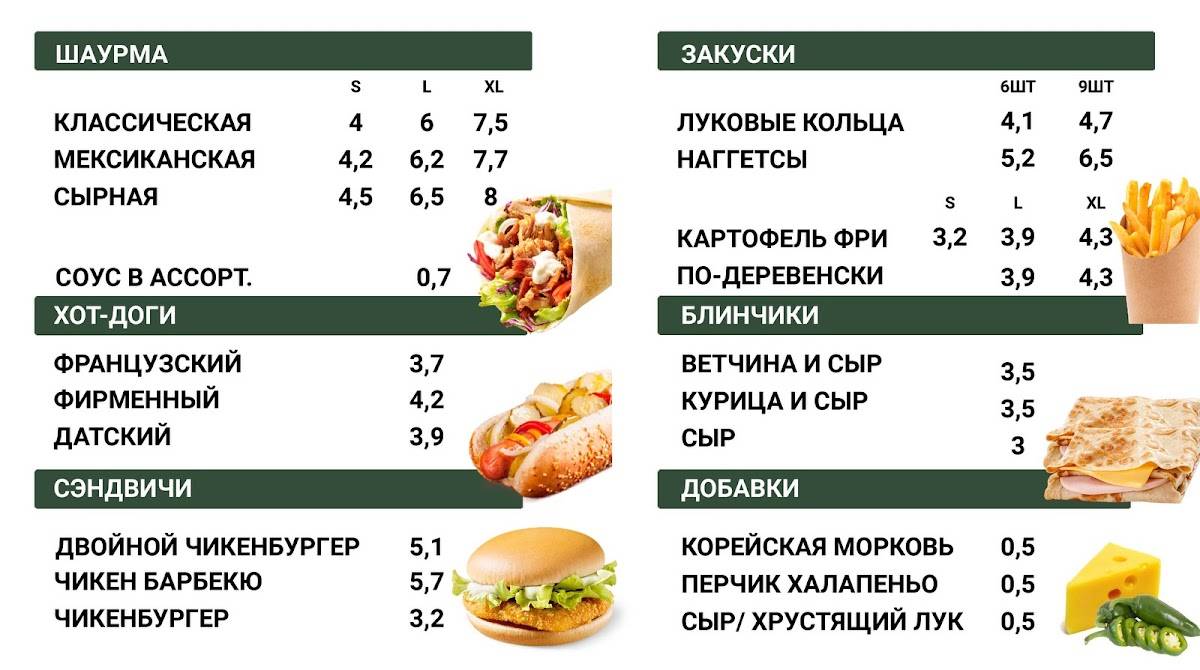 Коффа Донер меню