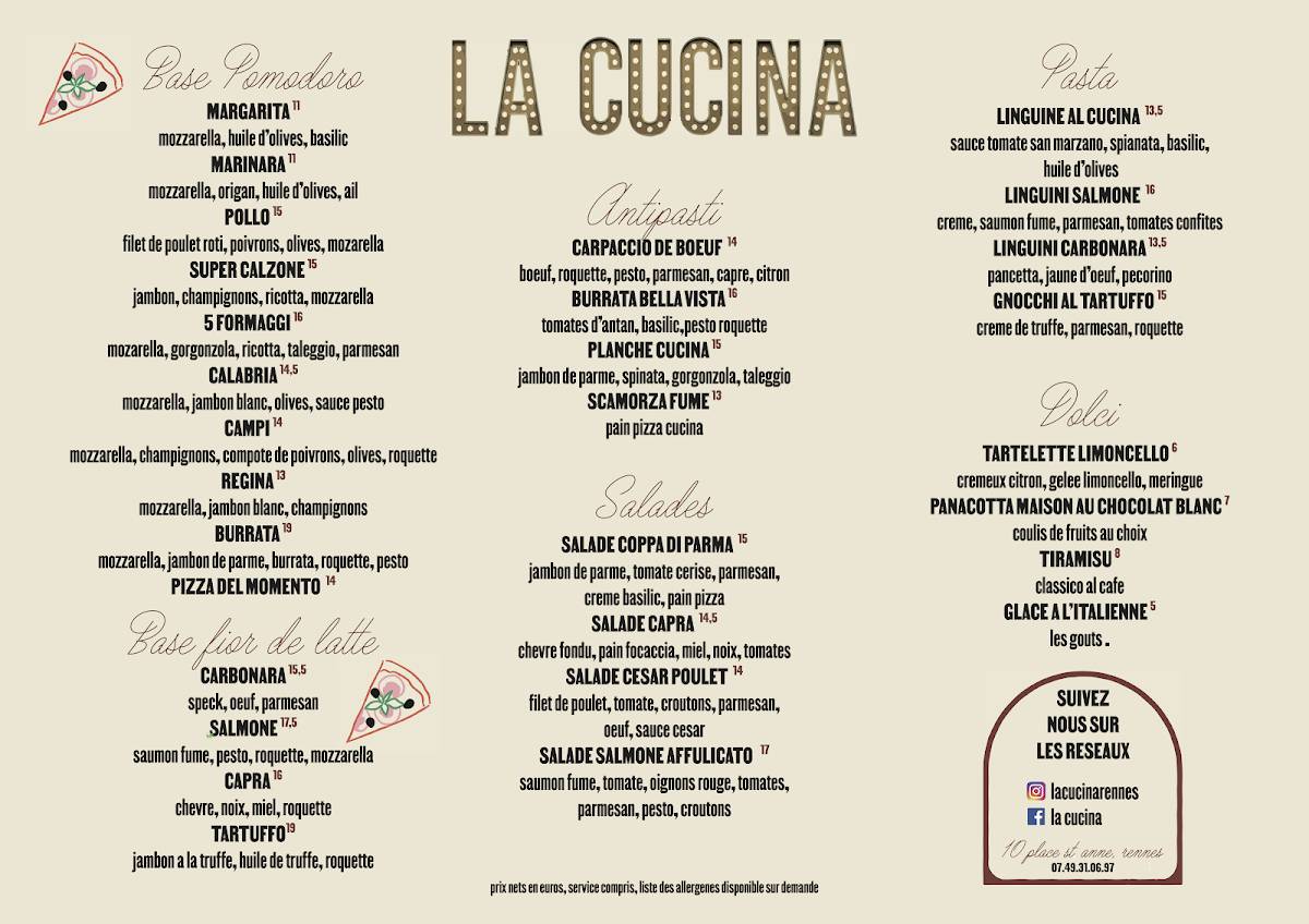 LA CUCINA меню