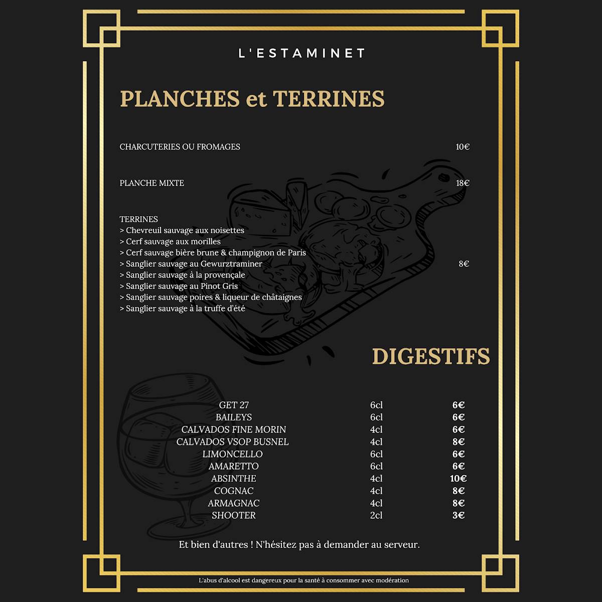 L'ESTAMINET BIERES & COCKTAILS меню